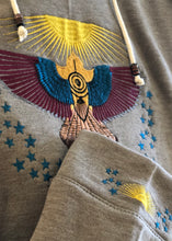 Load image into Gallery viewer, Eagle and Sun Embroidered Grey Hoodie
