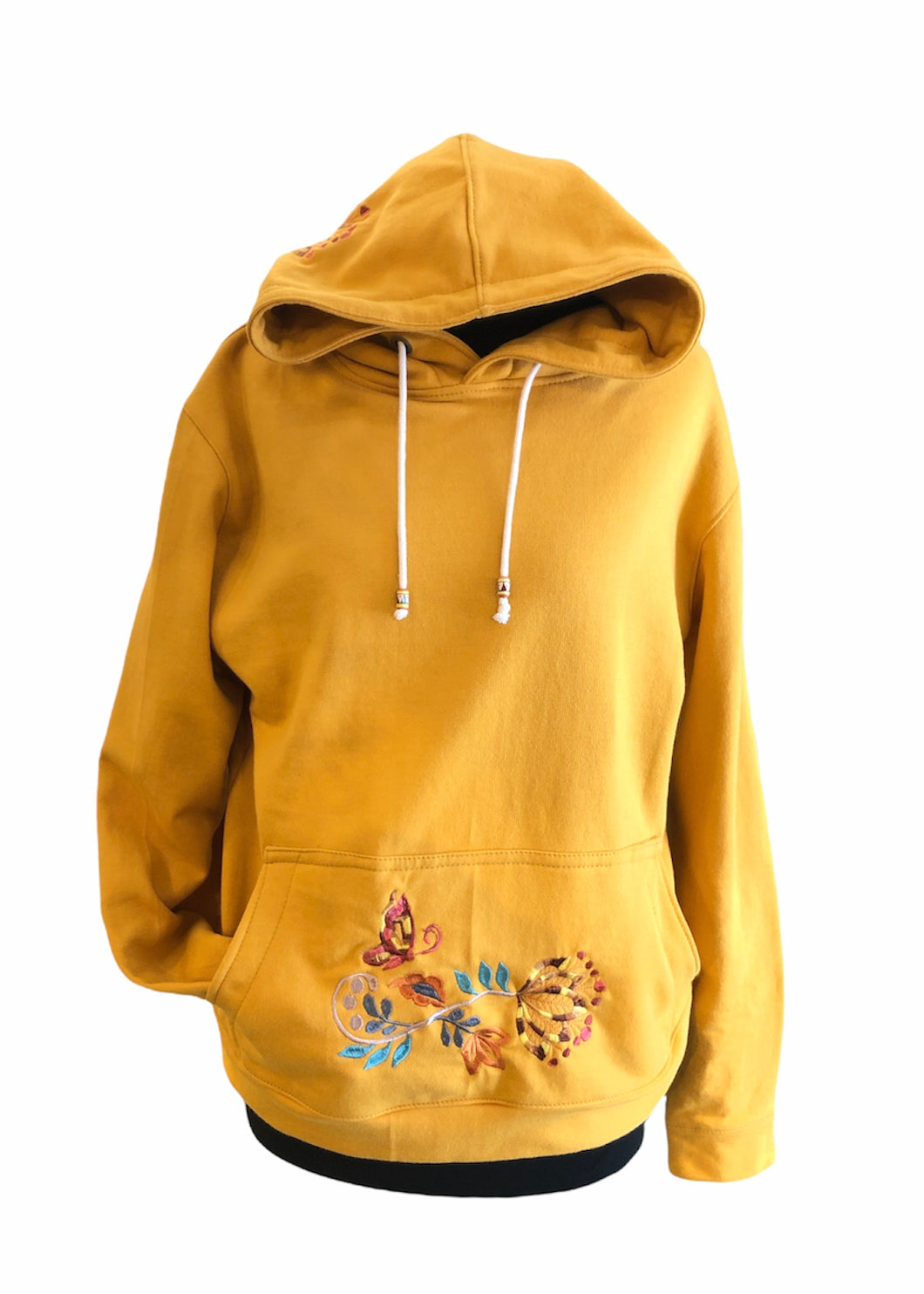 Butterfly Embroidered Mustard Hoodie